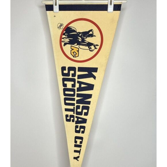 Vtg Kansas City Scouts NHL Hockey Pennant 30 x 12 Full Size Logo Rare Defunct - Picture 1 of 9